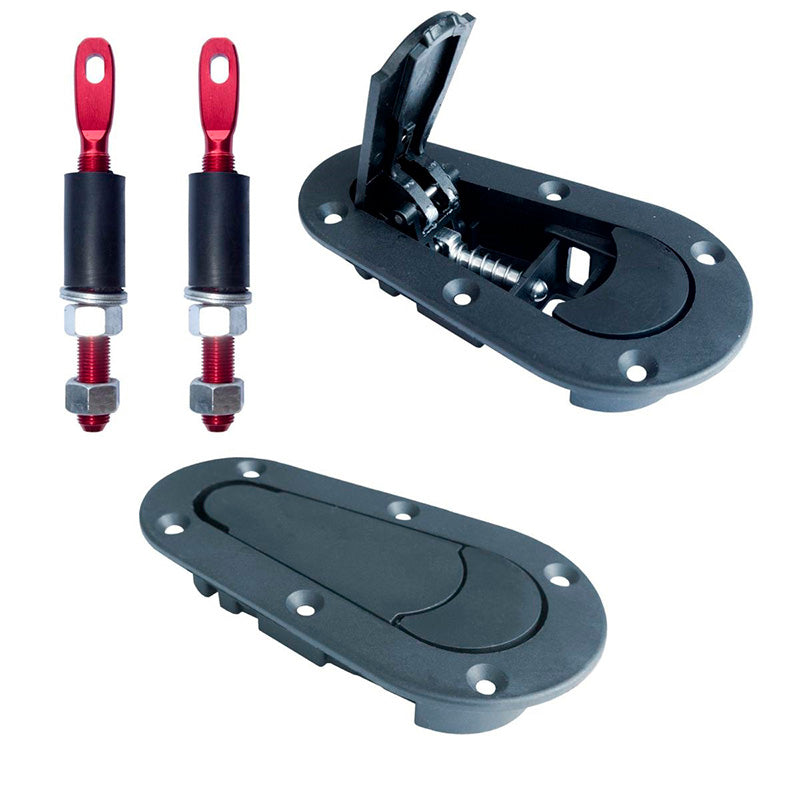 Simoni Racing, Universal Hood Pins - Black/Red - Quick Release