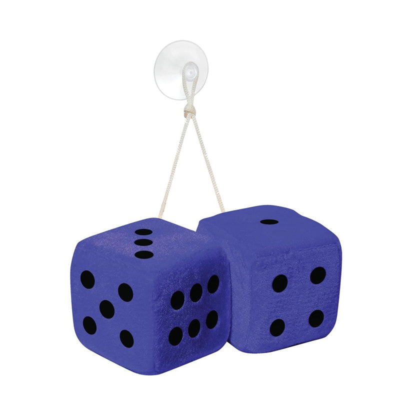 Simoni Racing, Dés rétro en microfibre - Bleu avec points blancs - Lot de 2 pièces