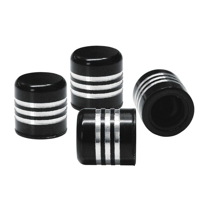 Simoni Racing, kapturki na zawory Line - czarny/aluminium - 4 szt.