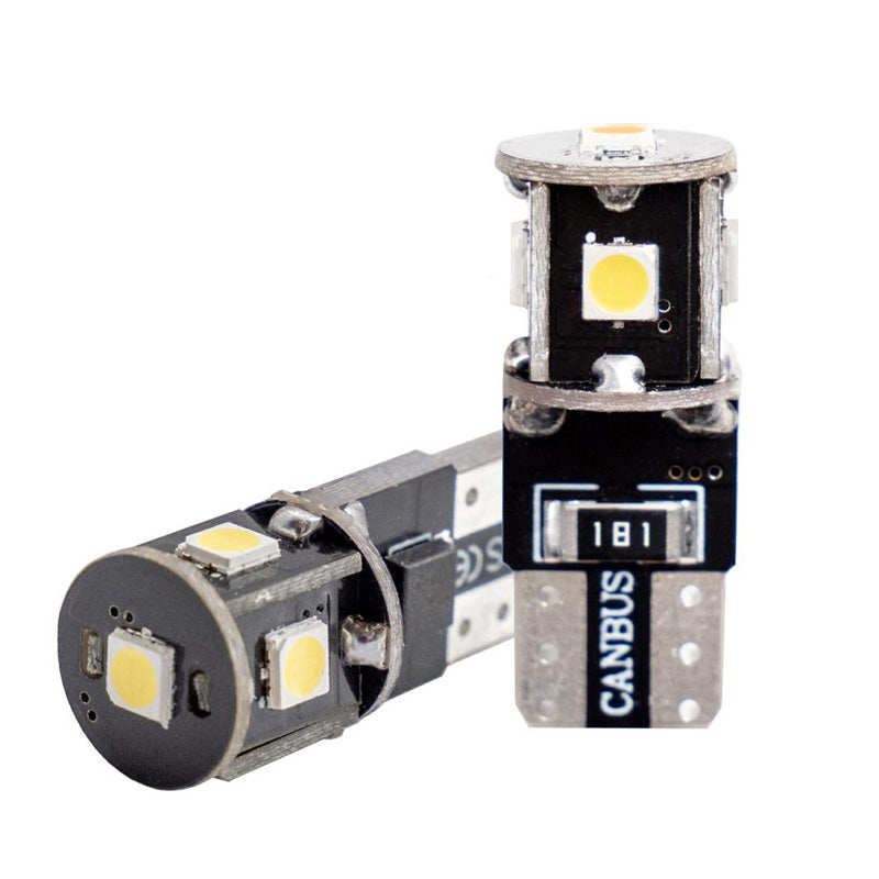 Simoni Racing, lampadina T10 a 5 LED "Canbus No-Polarity" - super bianca - set da 2 pezzi.
