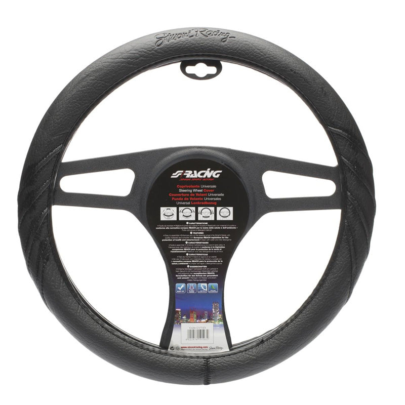 Simoni Racing, Funda de volante - Ecoleather negro - 37-39cm