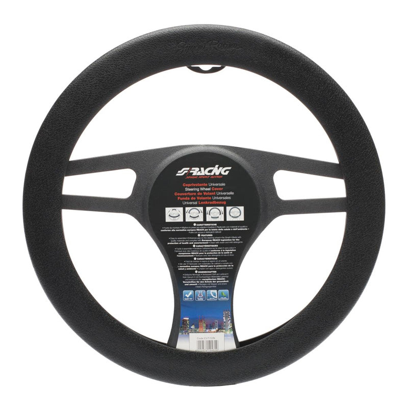 Simoni Racing, Funda de volante suave - Silicona negra - 35-40cm