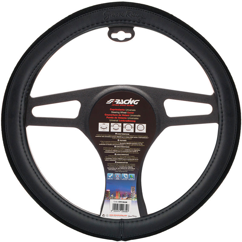 Simoni Racing, Pokrowiec na kierownicę, Czarny z ekoskóry/bawełny, 37-39 cm