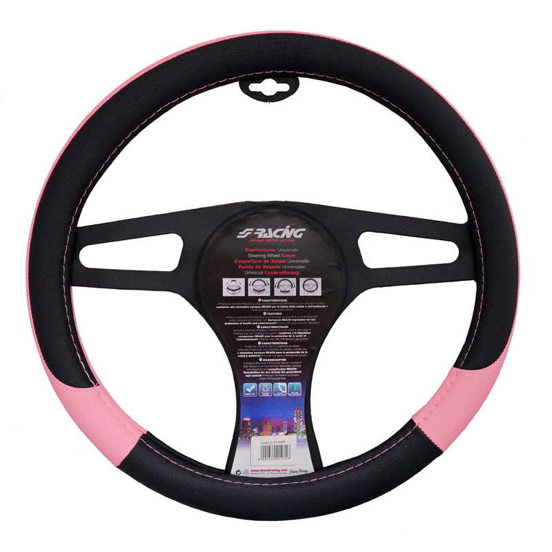 Simoni Racing, funda para volante Pink Lady - negro/rosa ecopiel - 37-39cm