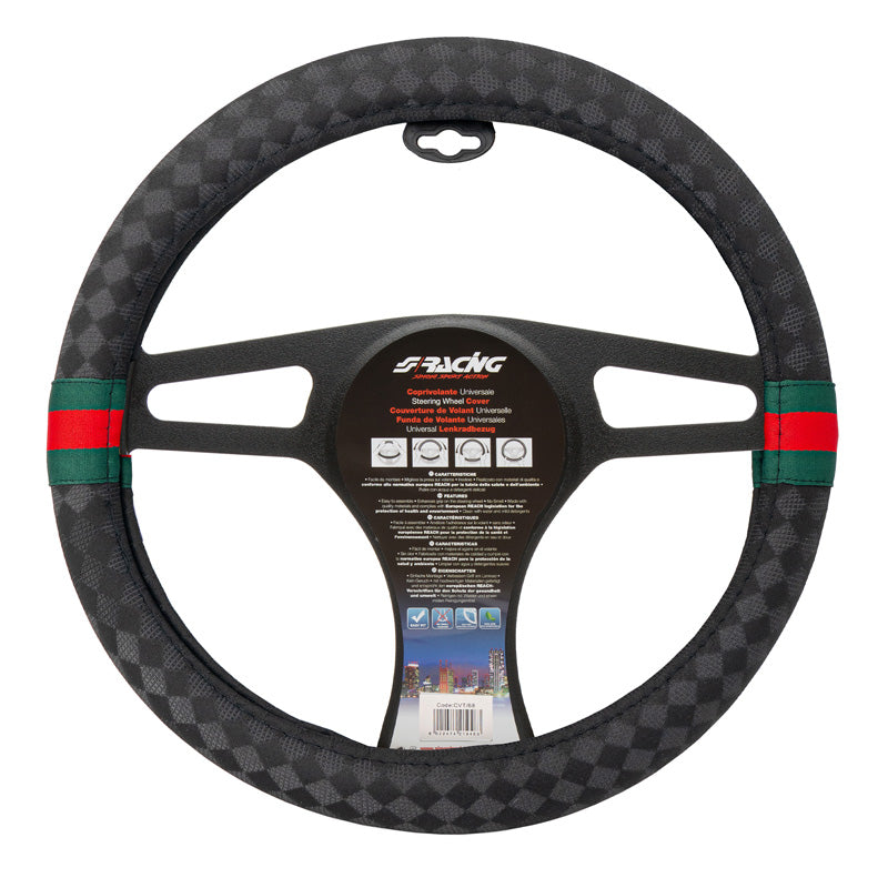Simoni Racing, Funda de volante G-Style - Negro/verde/rojo - 37-39cm