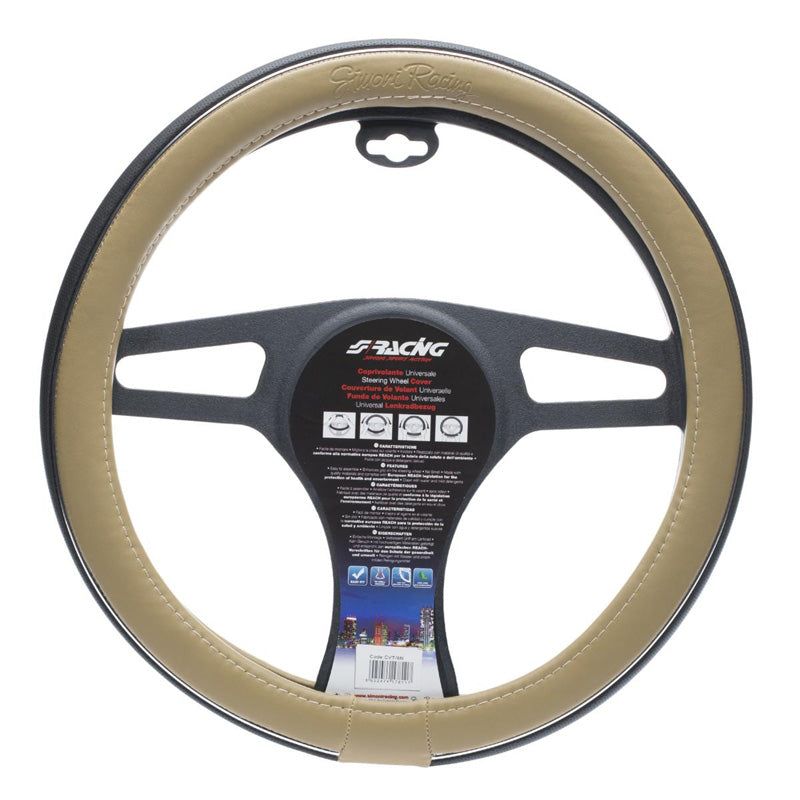 Simoni Racing, Protección deportiva para volante Trophy 6 - Ecoleather negro/crema - 37-39cm