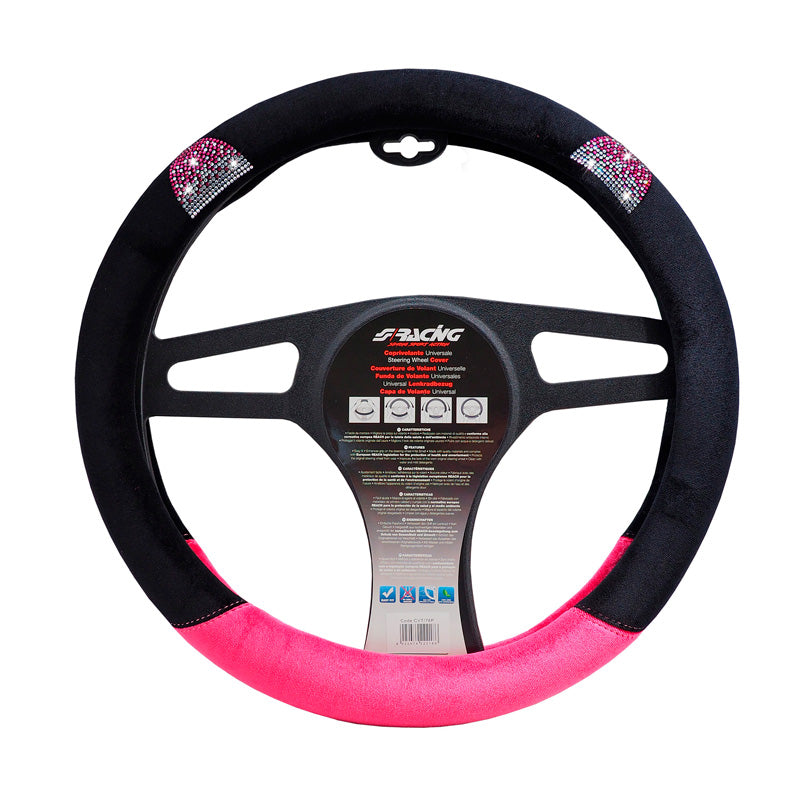 Simoni Racing, funda para volante Pussycat - negro/rosa - 37-39cm