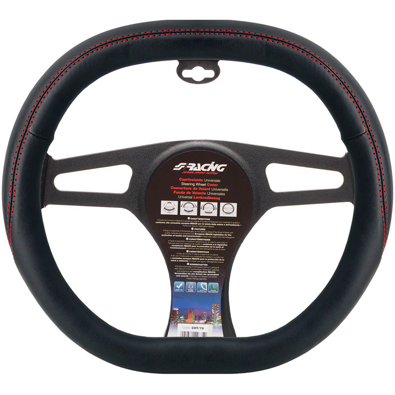 Simoni Racing, Ratmuffe, Sort Økolæder + Rød Syning, 37-39cm, Square Shape