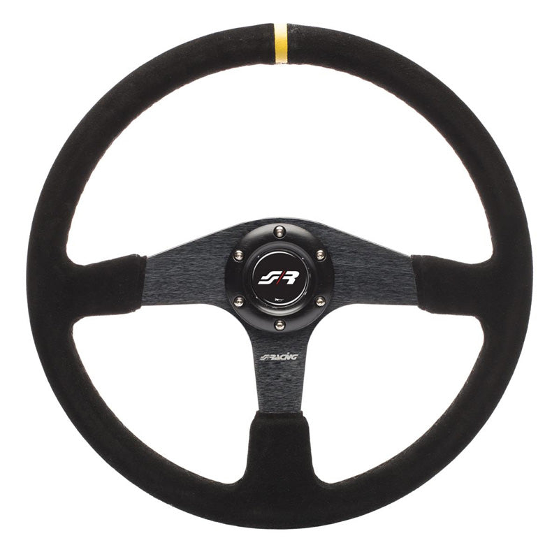 Simoni Racing, Volante deportivo, Defender - Ante negro/amarillo - Diámetro 380mm