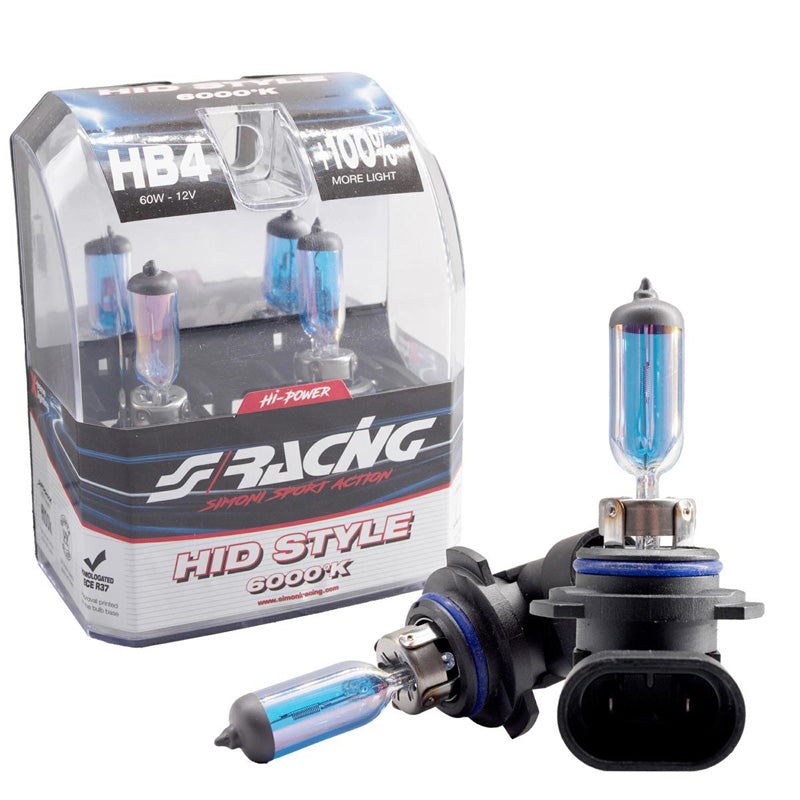 Simoni Racing, halogenové žárovky 'HID Style' HB4 (6000K) hyperbílá - 12V/55W - sada 2 ks ECE-R37 E-mark