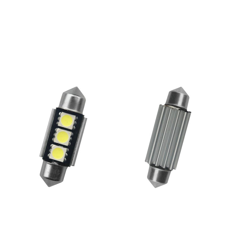Simoni Racing, Lampadina a siluro 3-LED 'Warning LED 9' con interruttore di avviso - Bianco super - 36mm - Set da 2 pz.
