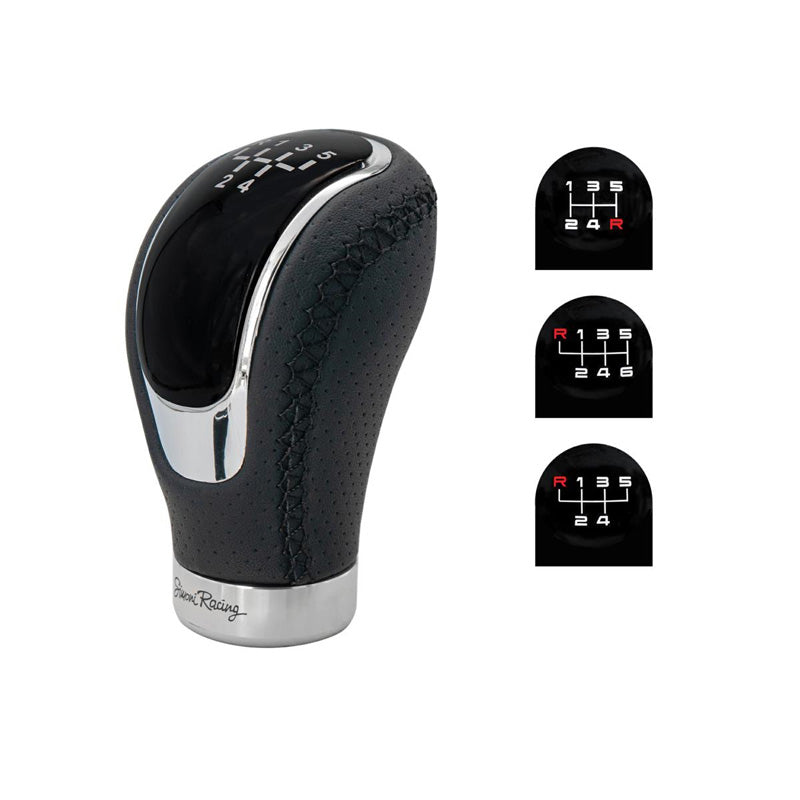 Simoni Racing, Gearknop Betræk - Sort/Aluminium med 3 Gearmønstre