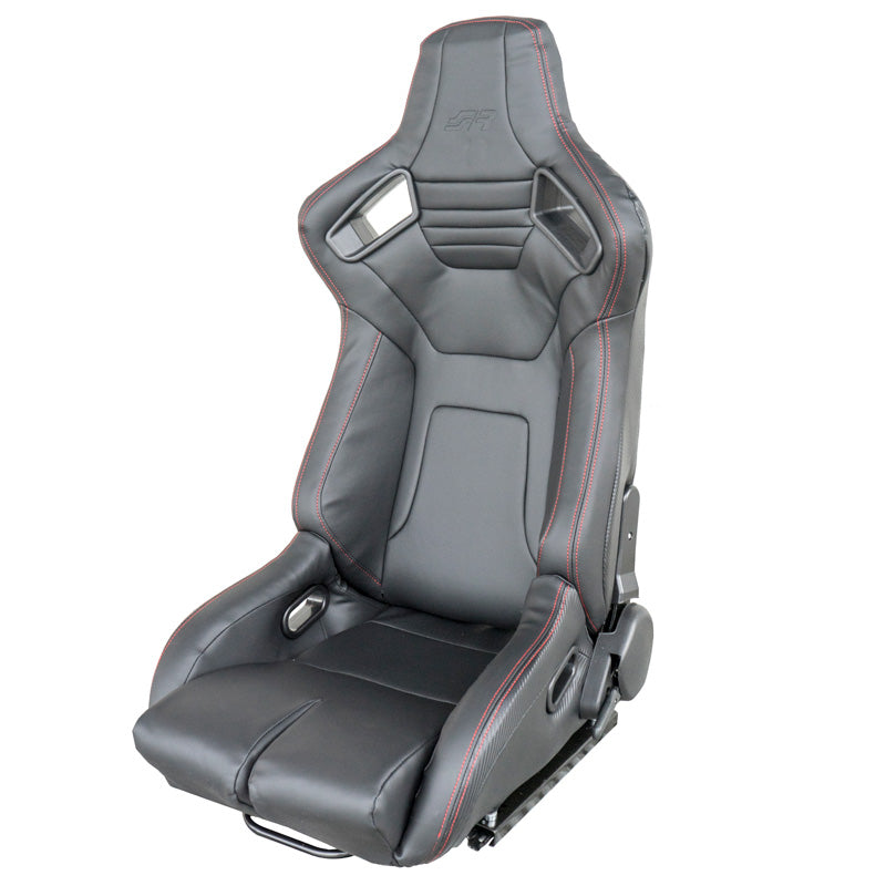 Simoni Racing, Emerson Sport Seat - Black Ecoleather - Left Reclining - incl. Sliders