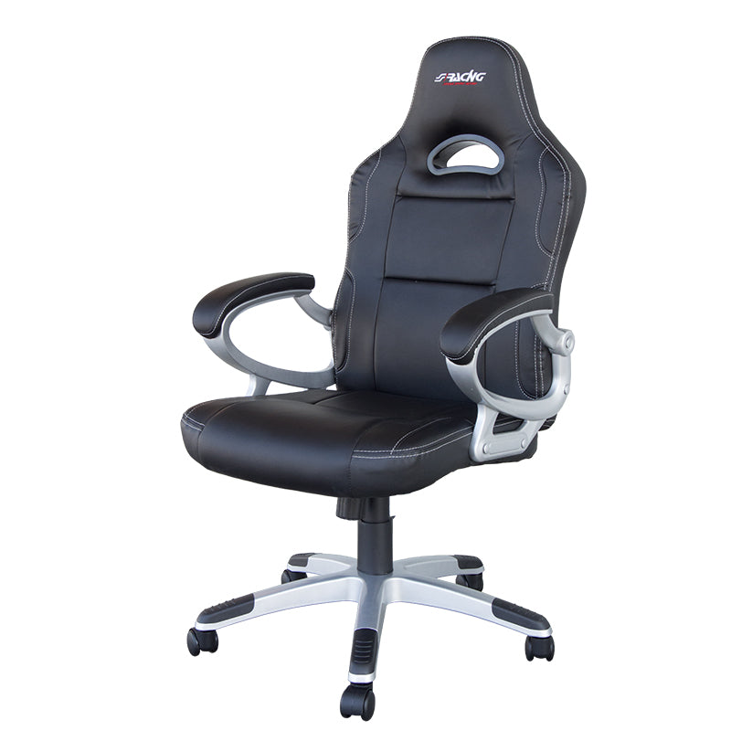 Simoni Racing, Sedia gaming regolabile - Eco pelle nera - Ergonomica