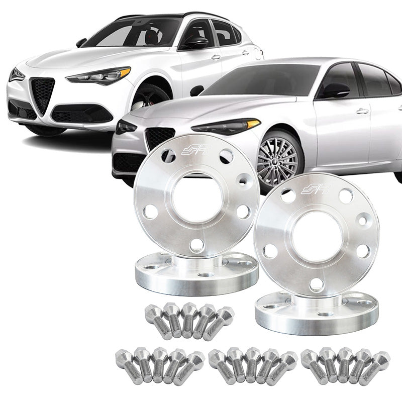 Simoni Racing, kit distanziali, alluminio, 2x17,5mm (asse anteriore) + 2x20mm (asse posteriore), adatto a Alfa Romeo (mozzo 65,1mm)
