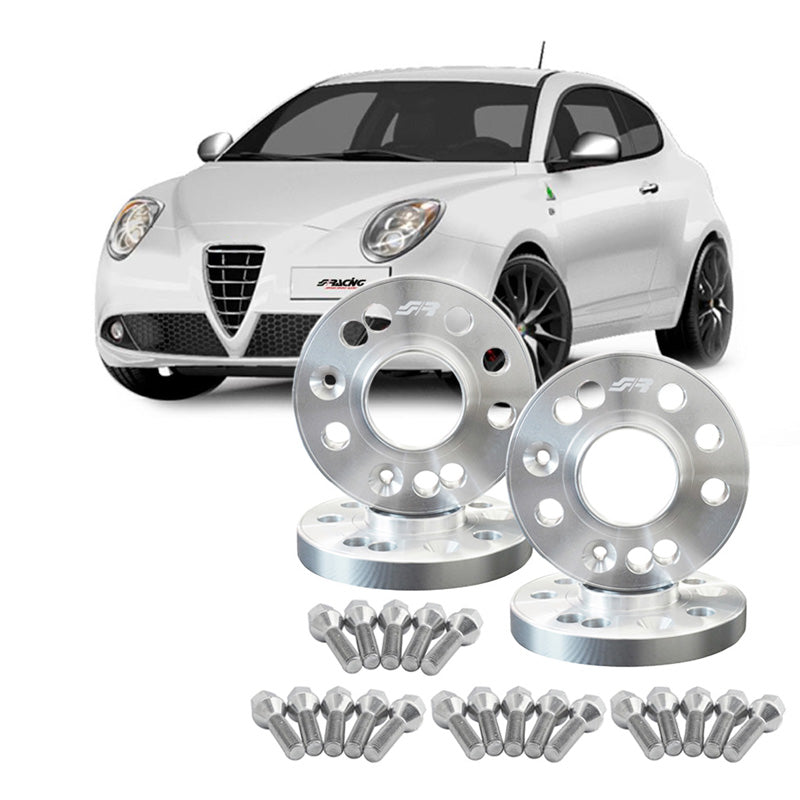 Simoni Racing, sada hliníkových distančních podložek, 2x12mm(FA) - 2x16mm(RA), vhodné pro Alfa Romeo (náboj 58,1mm) vč. šroubů kol