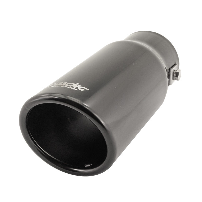 Simoni Racing, końcówka rury wydechowej, okrągła/skośna Inox czarna - Ø76xL180mm - montaż ->64mm