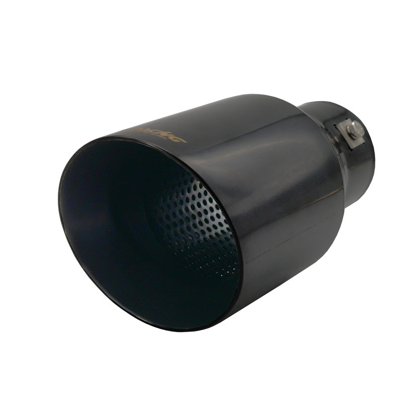 Simoni Racing, Terminale di scarico, rotondo/inclinato Inox nero - Ø102xL210mm - installazione -38>63mm