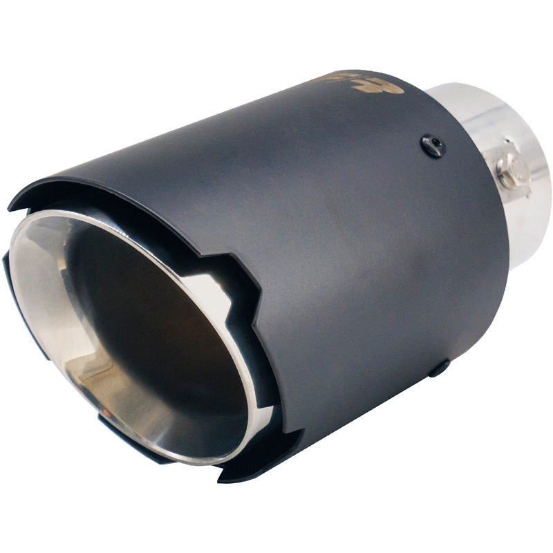 Simoni Racing, Tailpipe, Round/Cut, Matte Black+Stainless steel - Ø89xL152mm
