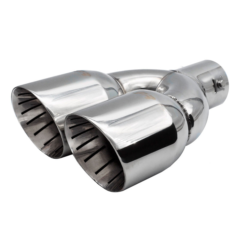 Simoni Racing, końcówka rury wydechowej, Double Round/Slanting Inox - Ø90xL245mm - montaż 35->61mm