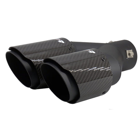 Simoni Racing, Rørhale, Dobbelthøjre Rund/Skrående Sort & Carbon, Ø89xL245-260mm