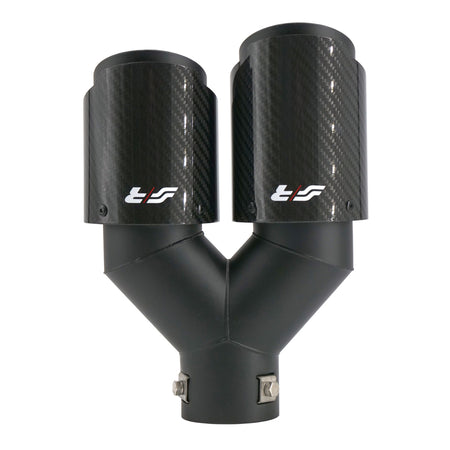 Simoni Racing, Rørhale, Dobbelthøjre Rund/Skrående Sort & Carbon, Ø89xL245-260mm