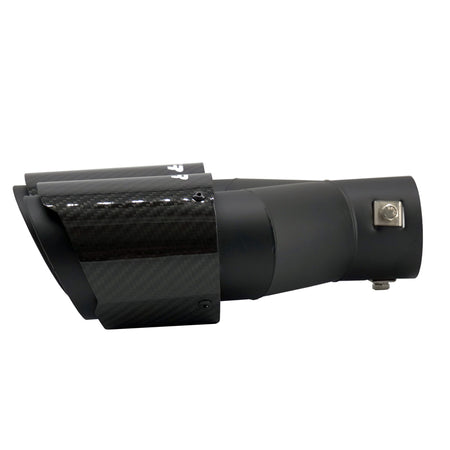 Simoni Racing, Rørhale, Dobbelthøjre Rund/Skrående Sort & Carbon, Ø89xL245-260mm