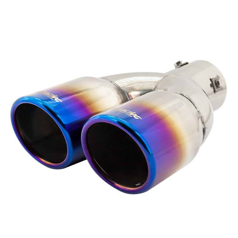Simoni Racing, uitlaatpijp, dubbele ronde/afgeschuind inox/titanium - Ø76xL230mm - installatie 37->58mm