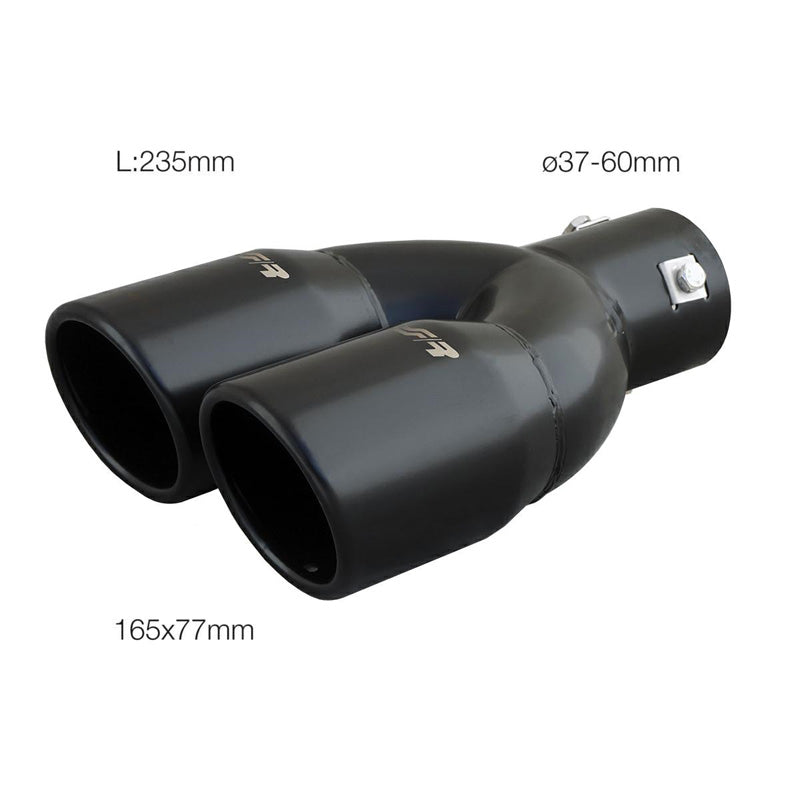 Simoni Racing, Terminale di scarico, Double Round/Slanting Inox Black - Ø76xL230mm - Installazione ->58mm