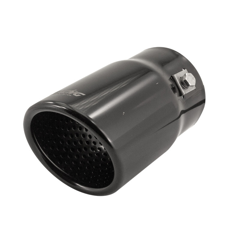 Simoni Racing, końcówka rury wydechowej, owalna/ukośna czarna - 76x80xL128mm - Montaż ->68mm