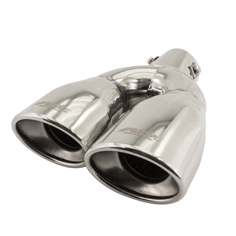 Simoni Racing, Uitlaatpijp sierstuk, Dubbel ovaal/schuin inox - 167x67xL220mm - Montage 37->57mm - Links