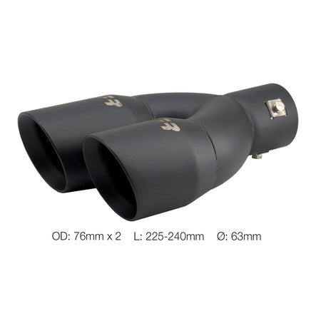 Simoni Racing, Rørhale, Sort rustfrit stål, 2xØ76xL240mm, passer til tilslutning 34-60mm