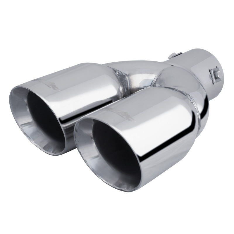 Simoni Racing, terminale di scarico, doppio rotondo/inclinato Inox - 2xØ76xL240mm - installazione 34-60mm