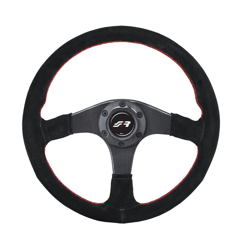 Simoni Racing, volante deportivo, Walter - Carbon - ante negro + costuras rojas - diámetro 350mm