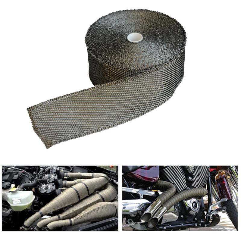 Simoni Racing, kit rivestimento scarico in fibra di titanio - 15 m x 5 cm + 6 clip in acciaio inox - Fino a 1000°C