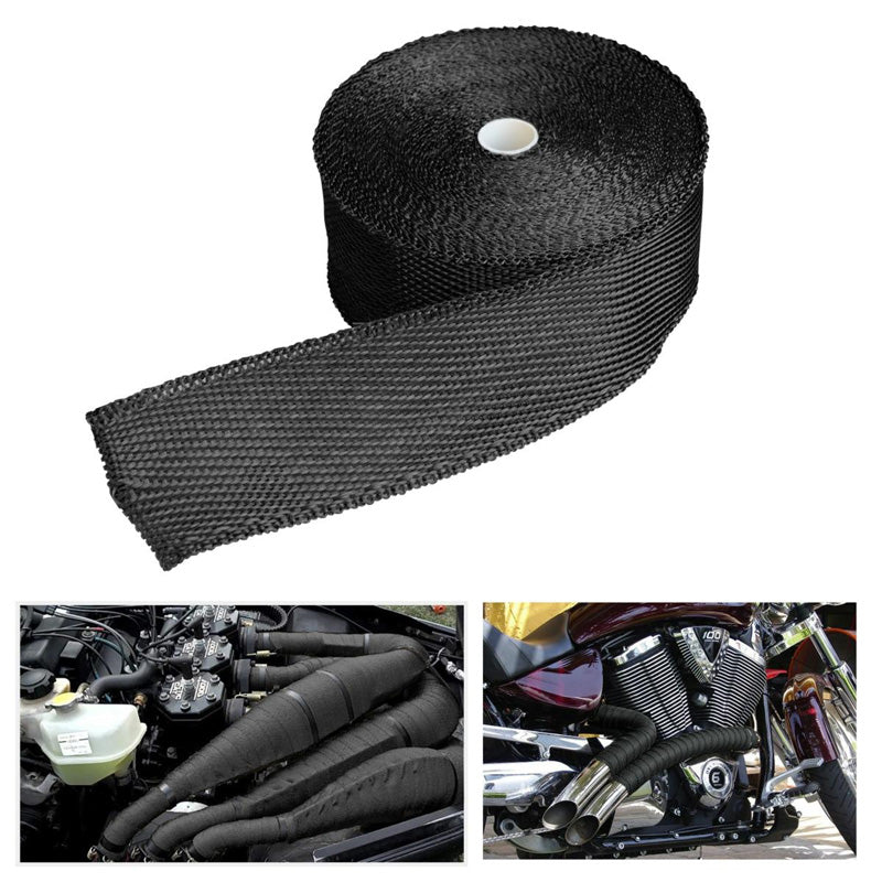 Simoni Racing, Fascia termoisolante per scarico - 15 m x 5 cm + 6 fascette in acciaio inox, < 550°C - Fibra di vetro