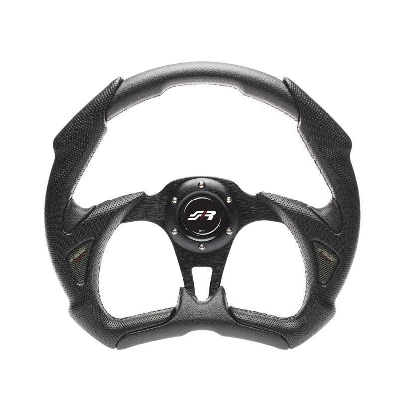 Simoni Racing, volante deportivo, X5 Poly Pelle - cuero sintético negro - diámetro 350mm