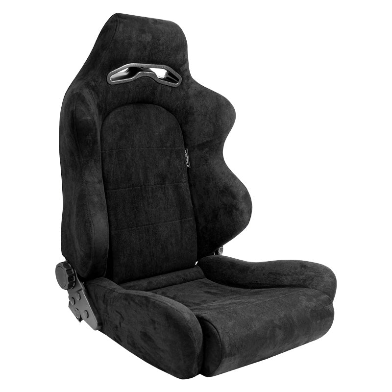 AutoStyle, sedile sportivo 'C' - Nero - schienale a doppia regolazione - incl. guide