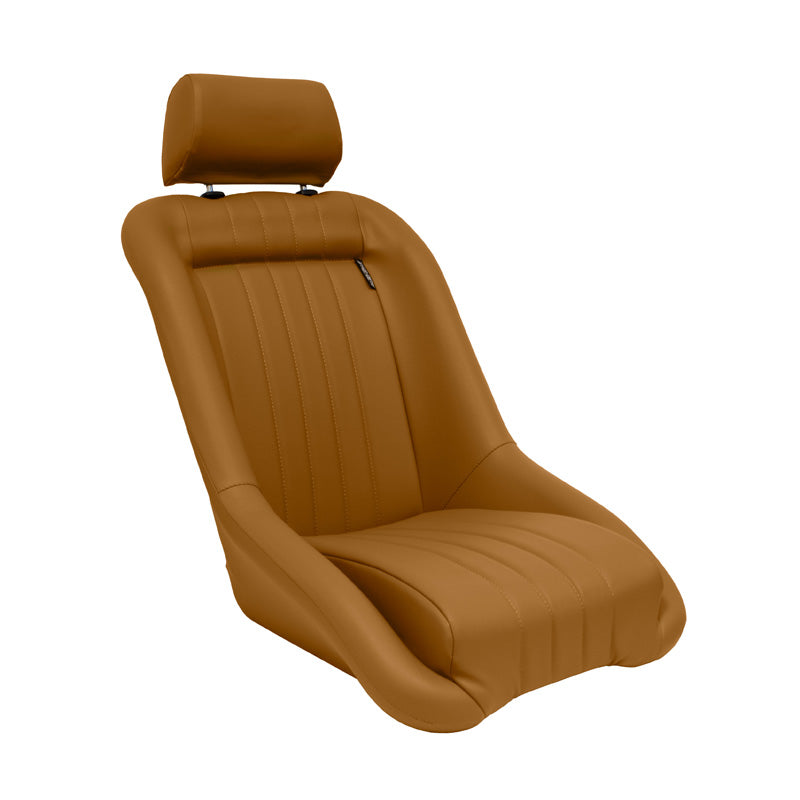AutoStyle, Sedile sportivo "Classic" - Effetto pelle beige - Schienale fisso + poggiatesta - Incl. guide scorrevoli
