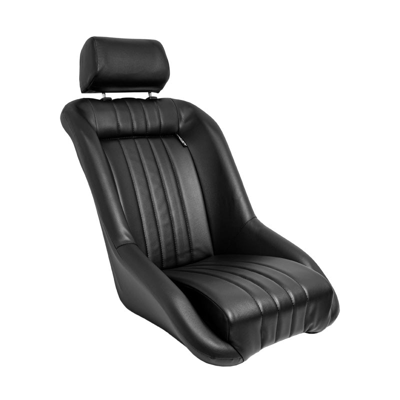 AutoStyle, sedile sportivo 'Classic' - Pelle sintetica nera - schienale fisso + poggiatesta - incl. sistema di guide