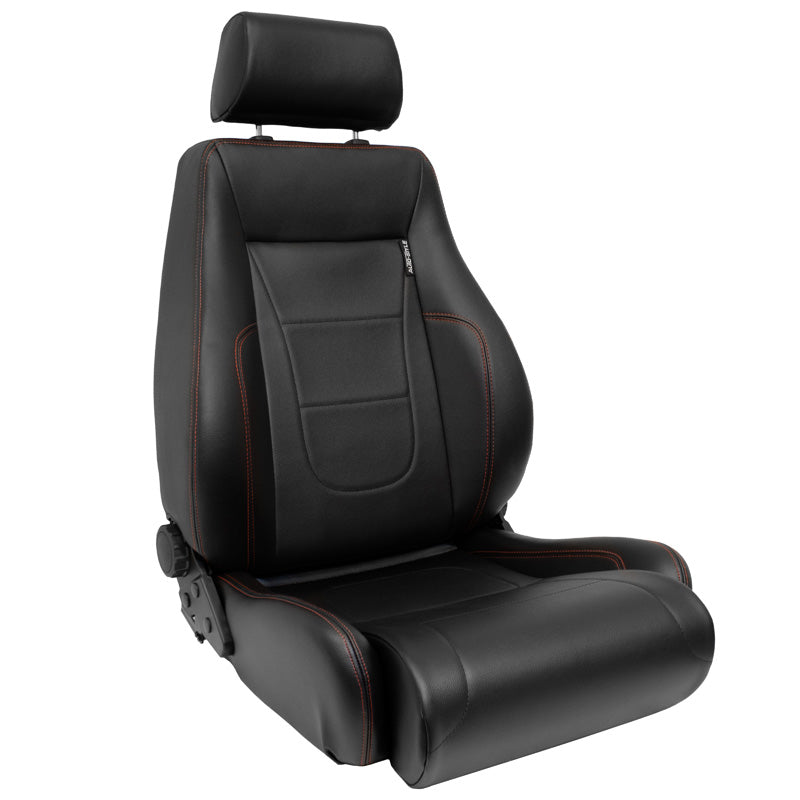 AutoStyle, sedile sportivo 'Retro II' - pelle sintetica nera con cuciture rosse - schienale a doppia regolazione - incl. meccanismi scorrevoli