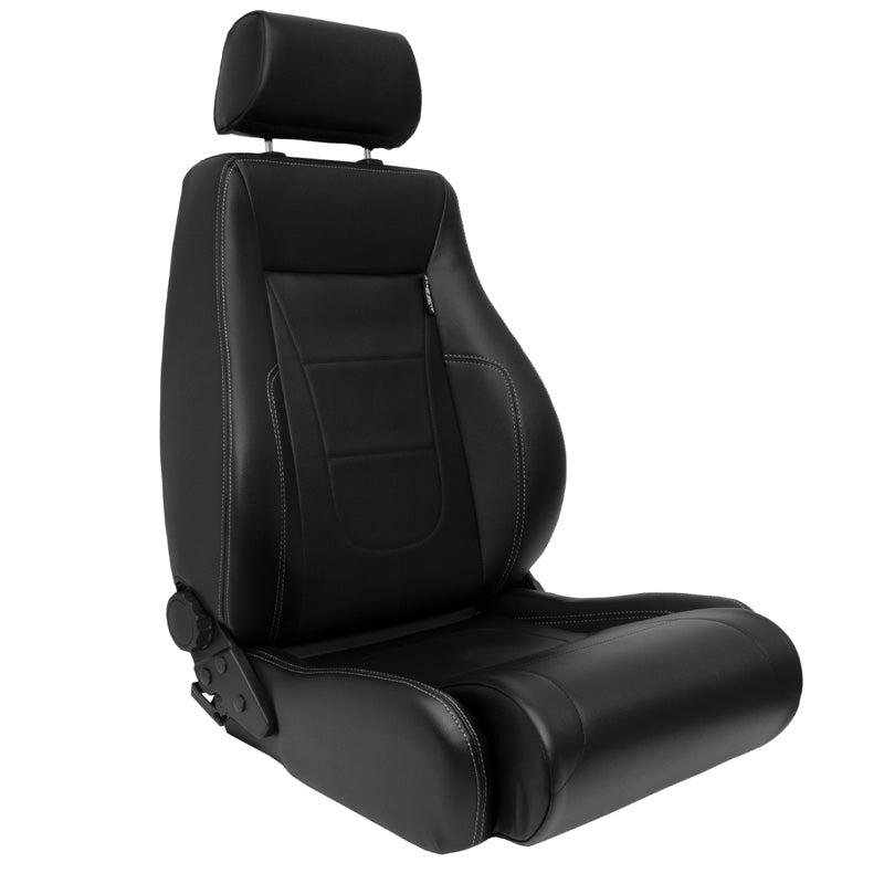 AutoStyle, sedile sportivo 'Retro II' - pelle sintetica nera con cuciture argentate - schienale a doppia regolazione - incl. guide scorrevoli