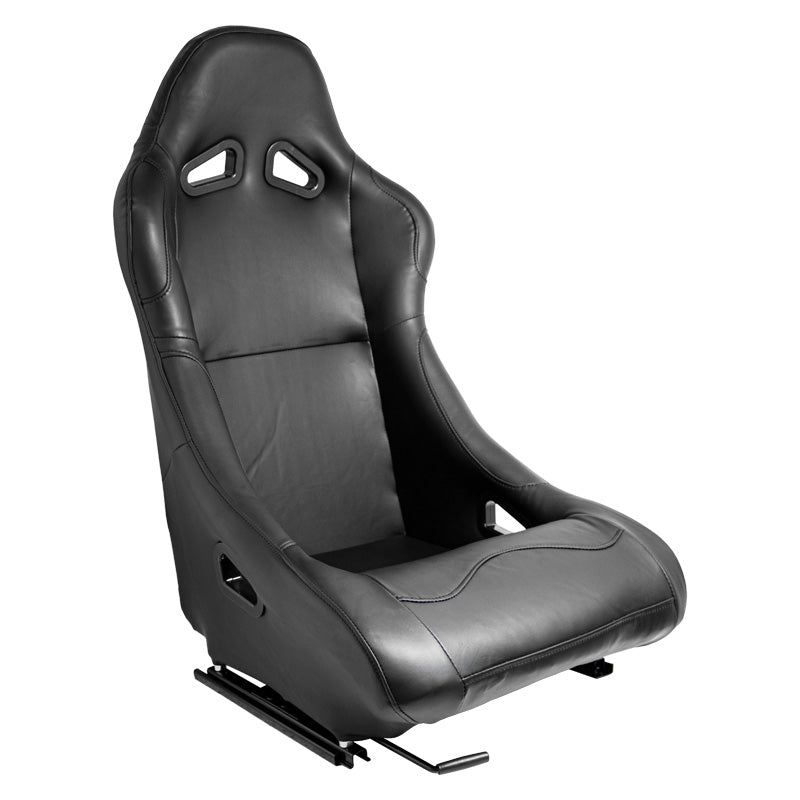 AutoStyle, sedile sportivo 'BW' - effetto pelle nero - schienale fisso - incl. guide