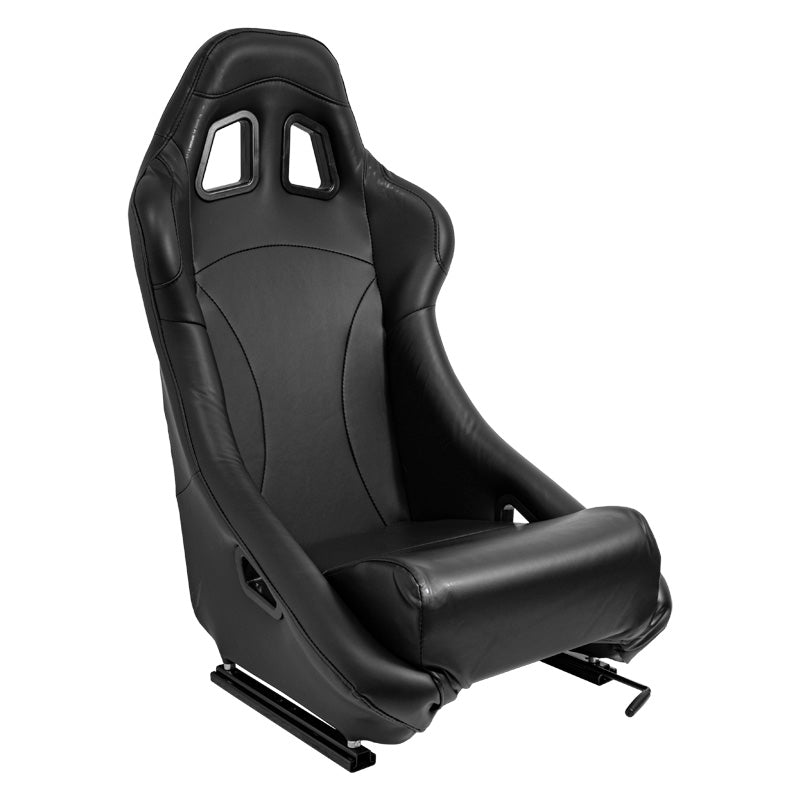 AutoStyle, sedile sportivo 'BH' - effetto pelle nera - schienale fisso - incluse guide scorrevoli