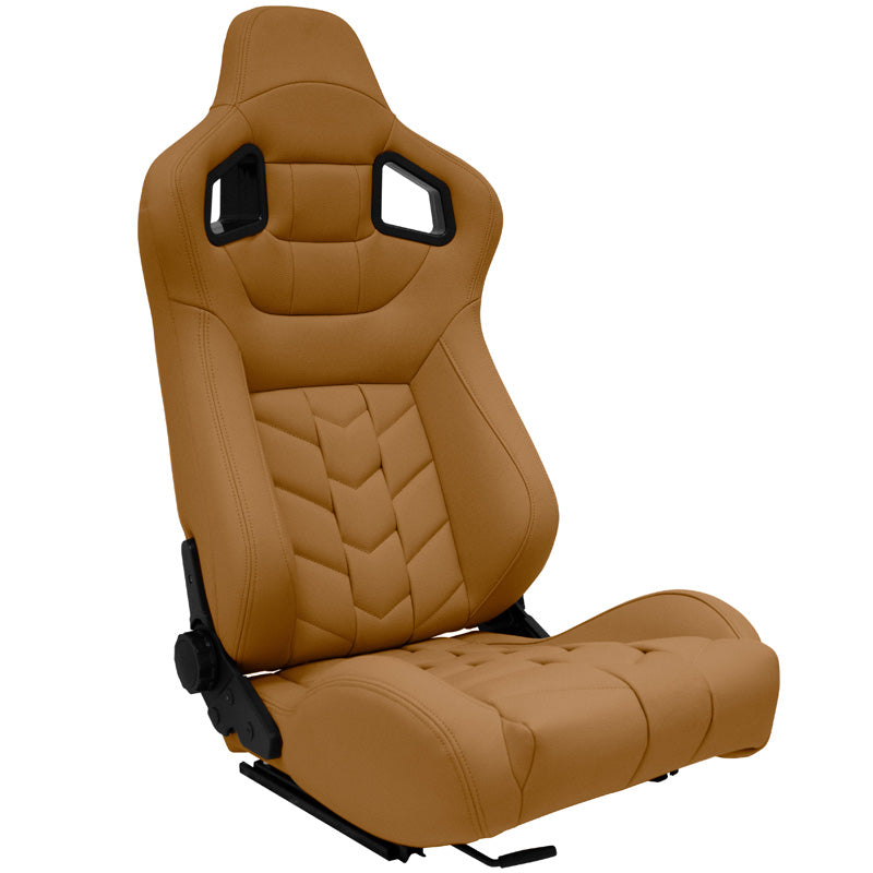 AutoStyle, sedile sportivo 'GK' - similpelle beige - schienale regolabile in due posizioni - incl. guide di scorrimento