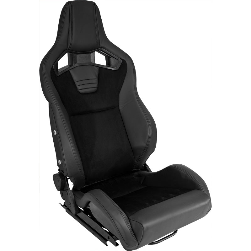 AutoStyle, sportovní sedadlo 'NK Premium', černé Alcantara + černá PVC kůže, včetně pojezdů