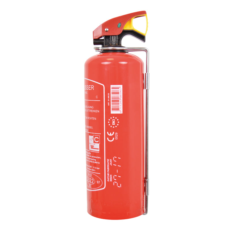 Belmic, extintor homologado de 1kg - rojo - incl. soporte de montaje - extintor de polvo ABC
