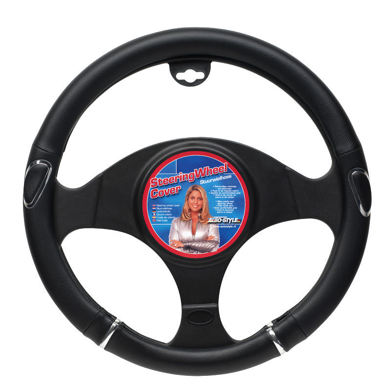 AutoStyle, funda universal para volante - negro/cromo