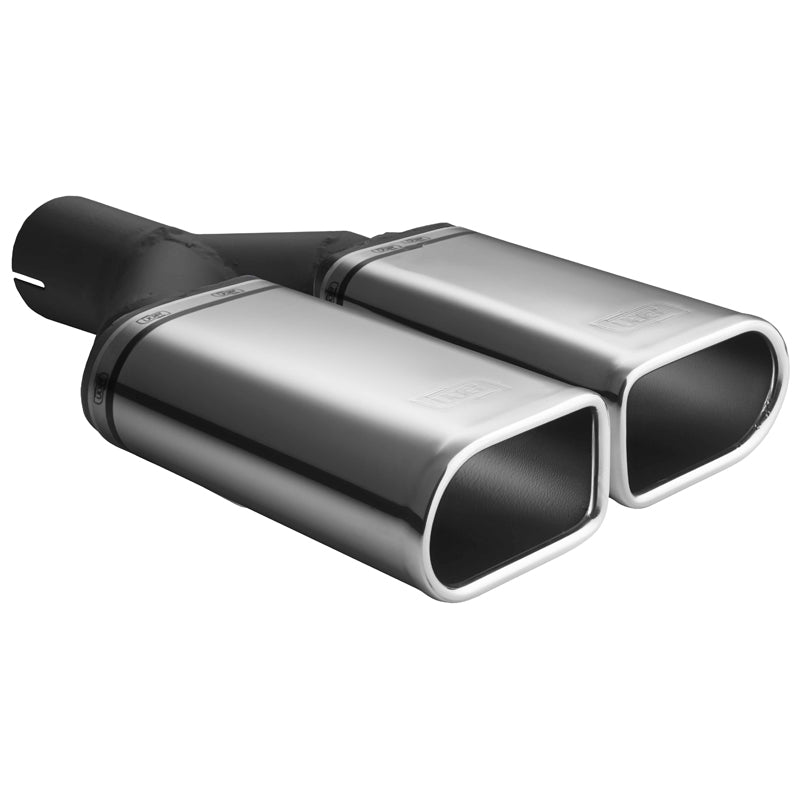 Ulter Sport, terminale di scarico - doppio ovale 110x65mm - lunghezza 200mm - montaggio ->50mm - Inox
