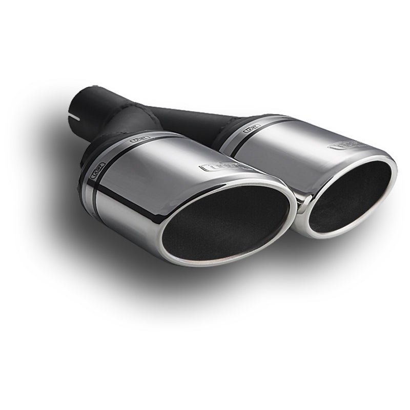 Ulter Sport, terminale di scarico - doppio ovale 95x65mm inclinato Tipo II - lunghezza 200mm - montaggio ->50mm - Inox